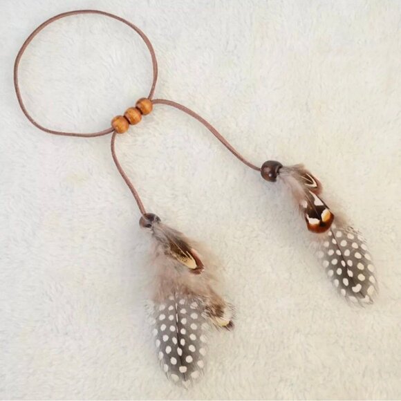 Armlet feather brown upper arm cuff bracelet big armband rainbow bracelet boho - Picture 4 of 5